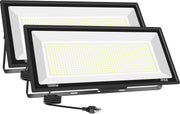 View 500W LED Flood Light Outdoor 2 Pack, 2000W Equivalent FloodLight with Plug, Super Bright 55000LM 5000K Daylight White IP66 Waterproof Commercial Lighting for Sports Fields,Courts,Arena,Stadium image 4