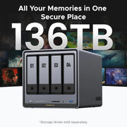 View Four-slot desktop network storage device, equipped with Intel Pentium Gold 8505 octa-core processor, 8GB DDR5 memory, 128G solid-state drive, 1 10GbE network port, 1 2.5GbE network port, 2 M.2 NVMe slots, 4K HDMI interface, network storage device (wi image 3