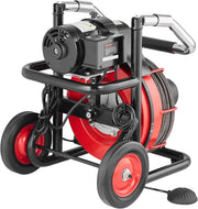 View Drain Cleaner Machine 100FT x 1/2 Inch, Auto Feed Sewer Snake Auger on Wheels, 550W Portable Drain Cleaning Machine with 8 Cutters & Air-activated Foot Switch for 2" to 4" Pipes image 2