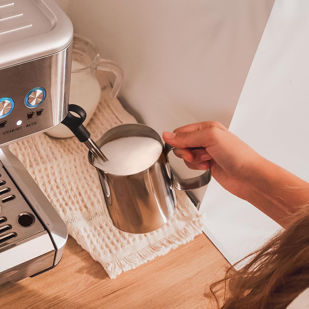 Cecotec Cafetera Express Barista Power Espresso 20 Barista. 2250W, 20 Bares, Manometro y 2 Thermoblocks, Depósito de Café en Grano, Molinillo con 20