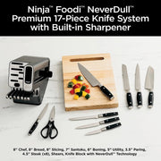 View 17-Piece Premium Knife Block Set with Built-In Sharpener, Stainless Steel/Black image 4