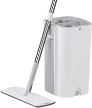 View A handless flat mop set, suitable for household cleaning, with a mop bucket that can be used for both dry and wet cleaning. image 1