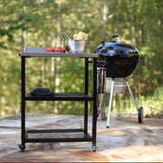 View Outdoor barbecue food truck, 32" x 32" stainless steel pizza oven table, mobile barbecue kitchen food preparation cart with double-tiered shelves, suitable for garden patios image 4