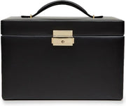 View Medium-sized jewelry box, made of tin - 28 compartments, 10 spaces for storing rings, 20 slots for ear piercings 10 compartments for storing necklaces - Includes a handbag image 1