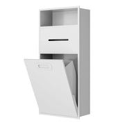 View 6.2 Gallon Bathroom Trash Can Tilt Out Trash Bin Cabinet, Hidden Trash Can Cabinet Recessed Wall Mounted Stainless Steel with Toilet Paper Holder for Bathroom/Bedroom/Office/Kitchen, Black image 1