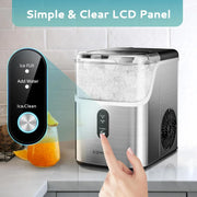 View Desktop ice machine, pebble-style ice machine with 35 pounds/24-hour soft ice function, automatic cleaning sonic ice machine with ice scoop and ice box, granular ice machine (in stainless steel) suitable for home/kitchen/office image 4