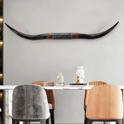 View 70" Long Horn Bull Horns, Longhorn Skull Wall Decor, Faux Taxidermy, Rustic Animal Head Wall Art, Living Room Decor image 3