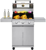 View Larger 4-Burner Propane Gas Grills bbq Stainless Steel Heavy-Duty Cabinet Style with Knob Controls Side Burner Mesa 400m image 4