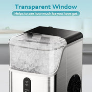View Desktop ice machine, pebble-style ice machine with 35 pounds/24-hour soft ice function, automatic cleaning sonic ice machine with ice scoop and ice box, granular ice machine (in stainless steel) suitable for home/kitchen/office image 2