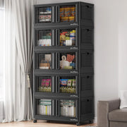 View 600 sets of stackable storage boxes with lids and doors, 6 sets of plastic coat closets and storage drawers with wheels, large foldable storage boxes, household and office cabinets image 3