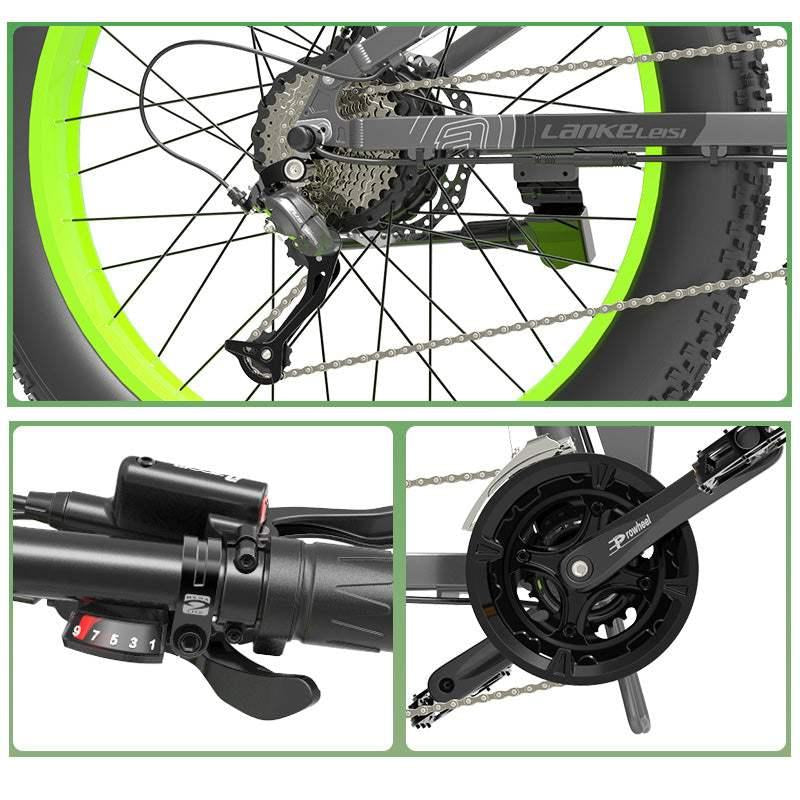 1000W 26-Inch Fat Tire Folding Electric Mountain Bike, Dual Crown Fork, 17.5Ah