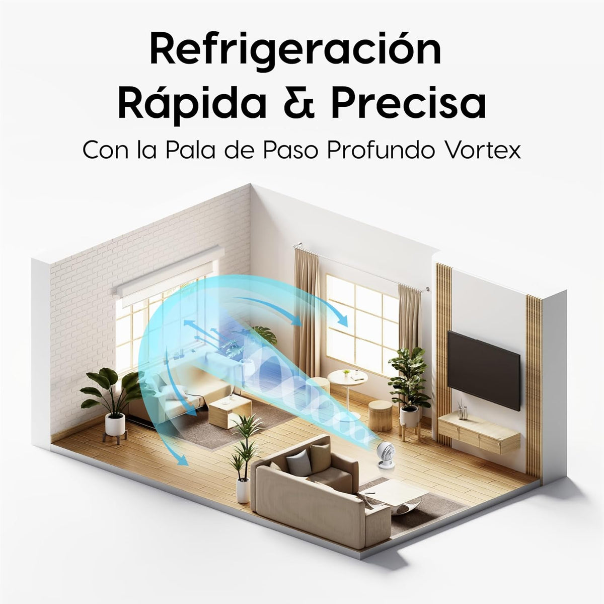 Iris Ohyama Woozoo, 30m², Ventilador de mesa, Blanco, 5 velocidades, Mando a distancia, Oscilación multidireccional, Silencioso, Potente, Escritorio,
