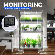 View Barrina Mini Greenhouse with LED Grow Light for Indoor Plant, 4-Tier Portable Metal Plant Stand with Wheels, Plant Shelf with Tent, 6Pcs Plant Light with Timer and Thermo-Hygrometer, 35.4x13.8x59IN image 4