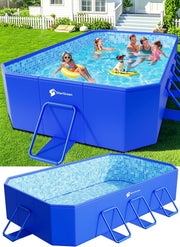 View Foldable Pool, Large Non-Inflatable Swimming Pool For Kids,Adult Collapsible Pools Hard Plastic Shell, Oversized Thickened,Portable Folding Kids Pools for Backyard-Mosaic Design-115"x66"x20" image 1