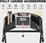 View 3.5HP Folding Treadmill with 15% Auto Incline 12 Preset Programs for Running Walking Exercise, 330LB Capacity, Double Running Board Shock... image 2