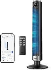 View DREO Smart 102–114cm Turmventilator fürs Schlafzimmer, Höhenverstellbar, 8.4m/s, DC-Motor, 9 Stufen, 4 Modi, 90°-Oszillation, Standventilator, 20dB image 1