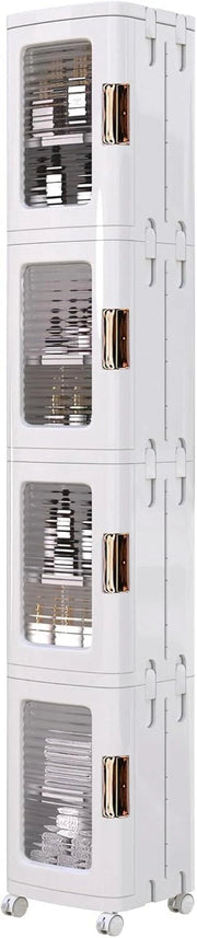 View 4-Tier Tall Narrow Plastic Storage Cabinet, Slim Vertical Organizer for Bathroom, Bedroom and Home Storage image 1