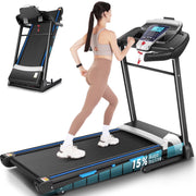 View ANCHEER Folding Treadmill with 15% Auto Incline,3.25HP Ultra-silent Motor, Speed Range of 0.6~10MPH,300lb Capacity, APP Bluetooth... image 1