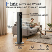 View Fakir premium TV° 640 Turmventilator - Leiser Lüfter mit 32dB(A), DC-Motor, 12 Stufen, 12h Timer, LED-Display, Fernbedienung & 90° Oszillation, image 2