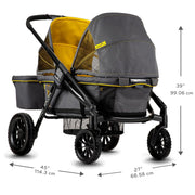 View 2-in-1 All-Terrain Baby Stroller Wagon with Canopy and Storage - Gray image 3