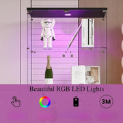View Vitrina Cristal Expositora con Luz, Puerta Cerradura, 4 estantes - Grande Vitrina de Colecciones,Vitrina de pie para Sala Oficina(Espalda Espejo) image 5