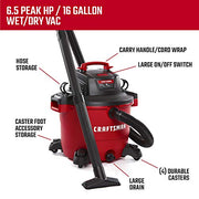 View 16 Gallon 6.5 Peak HP Wet/Dry Vac, Heavy-Duty Shop Vacuum image 5