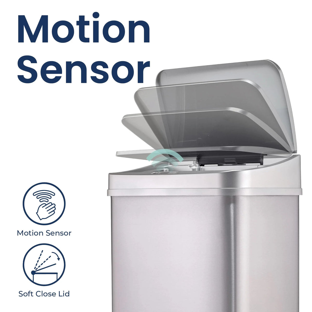 13 Gallon Touchless Motion Sensor Trash Can, Automatic Hands-Free Kitchen Garbage Bin with Sensor Lid
