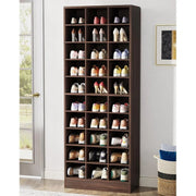 View 10-Tier Tall Shoe Cabinet, 30-Pair White Wood Shoe Storage Rack for Entryway and Closet image 5