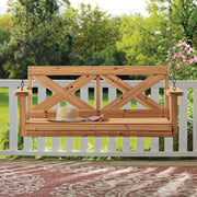 View Backyard Discovery 55" Cedar Wood Farmhouse Outdoor Porch Swing Bench with Two-Person Seating, Durable Hanging Chains, Water-Resistant, Heavy-Duty 600 Lbs Weight Capacity for Patio, Deck, Garden image 2