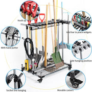 View Metal Garden Tool Organizer Large Tool Rack Garage Storage Holder image 2