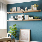 View 72 Inch Floating Wood Wall Shelves, Set of 2 Burnt Wood Display and Storage Shelves for Home Decor image 2