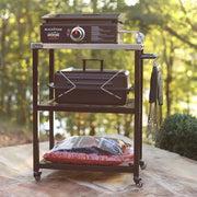 View Outdoor barbecue food truck, 32" x 32" stainless steel pizza oven table, mobile barbecue kitchen food preparation cart with double-tiered shelves, suitable for garden patios image 2
