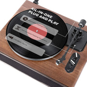 View High Fidelity Belt Drive Turntable with Built-in Speakers, Vinyl Record Player with Magnetic Cartridge, Bluetooth Playback and Aux-in Functionality, Auto Off image 3