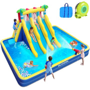 View 20.66x16.4FT Inflatable Water Slide for Big Kids, Water Park for Kids Backyard with Large Double-Layer Pool,3 Extra-Long Slides,Climbing Wall, 2 Water Cannons, Water Spraying, 750W Air Blower image 2