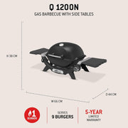 View Weber Q 1200N Gasgrill mit Seitentischen/leichter Grill für Camping, Terrassen & Balkone mit Hochleistungsbrenner, porzellanemaillierten Gussrosten & image 5
