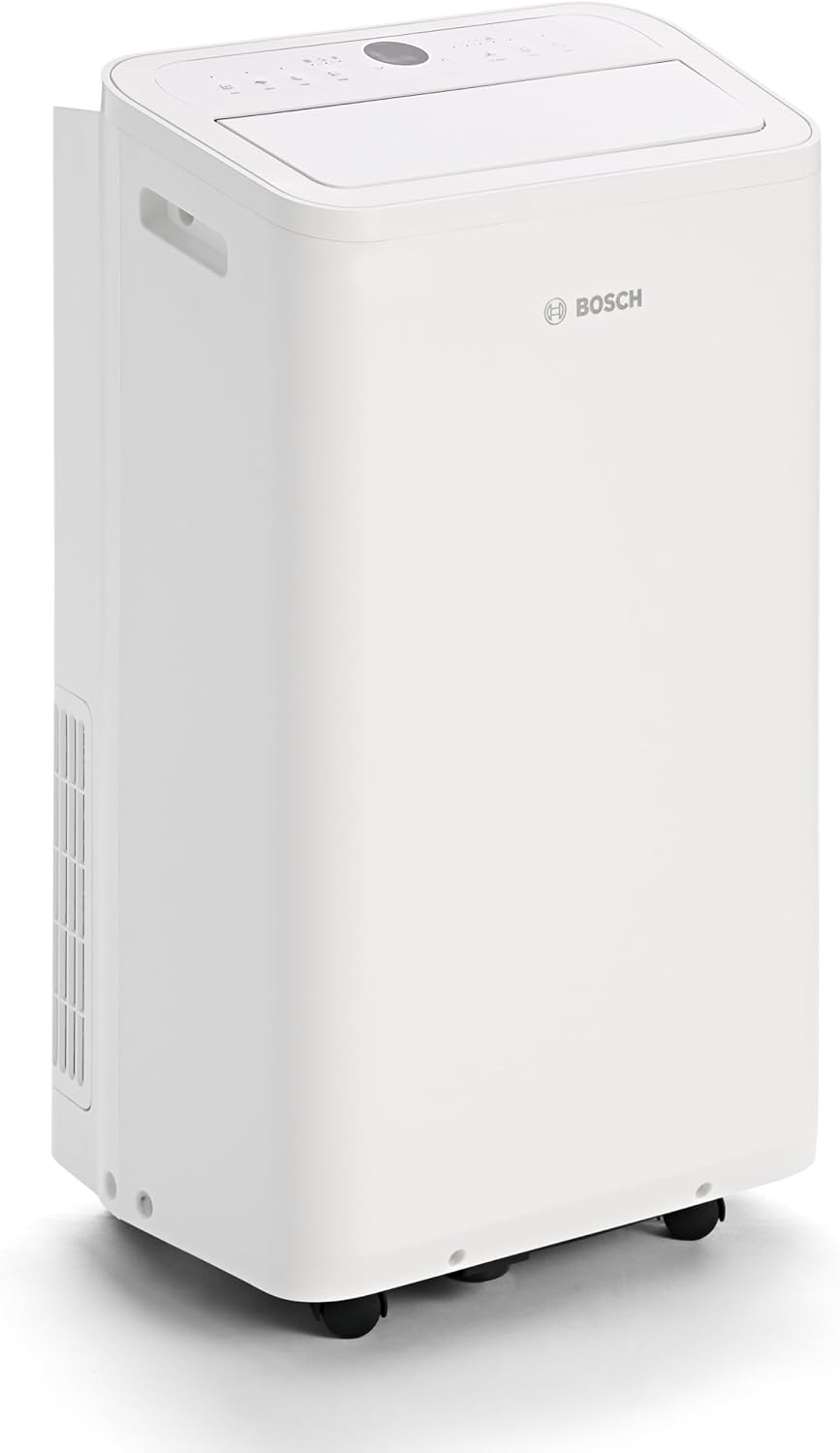 Bosch Cool 4000 Mobiles Klimagerät - 3-in-1: Klimagerät, Luftentfeuchter, Ventilator - 2,6 kW für Räume bis zu 35m² - Mit Auto-Modus, Silent-Modus &