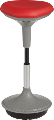 View Adjustable-height office desk and active learning stools for classrooms, foam-filled backless rocking stools with rocking function, in gray color image 1