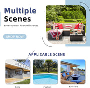 View 5-Piece All-Weather Patio Furniture Set with Ottoman, Outdoor Wicker Conversation Sofa Set with Cushions for Garden, Deck & Backyard image 6