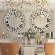 View 32 Inch Round Decorative Wall Mirror, Glass Accent Mirror for Home Decor image 5