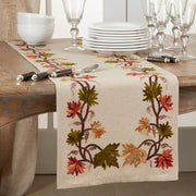 View 16x72 Inch Embroidered Fall Leaf Table Runner, Autumn Decorative Dining Table Runner for Home and Holiday Decor image 1
