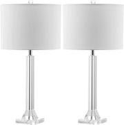 View 27" Modern Crystal Table Lamp 2-Pack with Linen Shade for Bedroom Living Room Home Office Desk Nightstand with LED Bulb Suitable for Living Room, Dormitory, Office, image 1