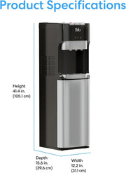 View Bottom Loading Water Cooler Dispenser for 5 Gallon Bottles - 3 Temperatures with Hot, Room & Cold Spouts, Child Safety Lock, LED Display with Empty Bottle Alert, Stainless Steel image 2
