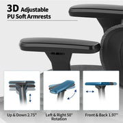 View Ergonomic Mesh Office Chair with 3D Adjustable Armrest,Plastic Frame High Back Desk Computer Chair Ergo3d Ergonomic Office Chair with Wheels for Home & Office Black image 4