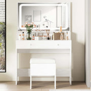 View IRONCK Vanity Desk Set with LED Lighted Mirror & Power Outlet image 3