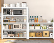 View 28-inch wide x 12-inch deep x 59-inch high closet storage rack - 5 layers of white metal connected shelves, adjustable heavy-duty garage shelves, practical shelf-style storage rack for kitchen storage, 4-piece set image 2
