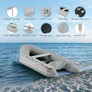 View CREWORKS 7.5ft Inflatable Dinghy Boat, 2 Person 660lb Transom Sport Tender Boat with Pump Aluminum Oars Floor, Heavy Duty Inflatable Raft Kayak for Adults image 4