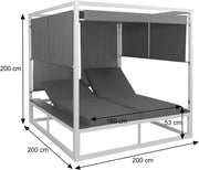 View Mendler Aluminium Lounge-Gartenliege HWC-M63b, XL Sonnenliege Daybed, 10cm-Polster 200cm - weiß Polster grau image 2