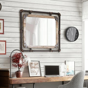 View 31 Inch Industrial Metal Floating Wall Mirror, Modern Decorative Wall Mirror image 1