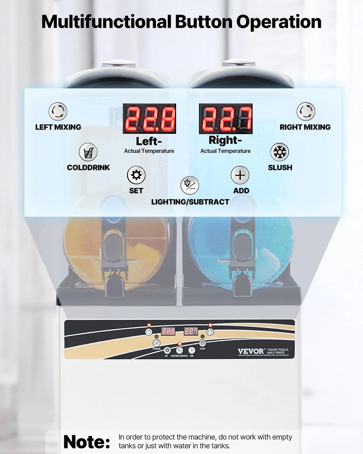 15L x 2 Double-Tank Commercial Slushy Machine, Stainless Steel, Frozen Drink Machine