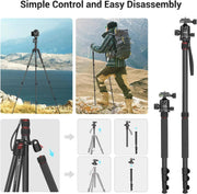 View 71" Foldable Aluminum Camera Tripod and Monopod, Adjustable Photography Tripod Stand for Cameras and Video image 6